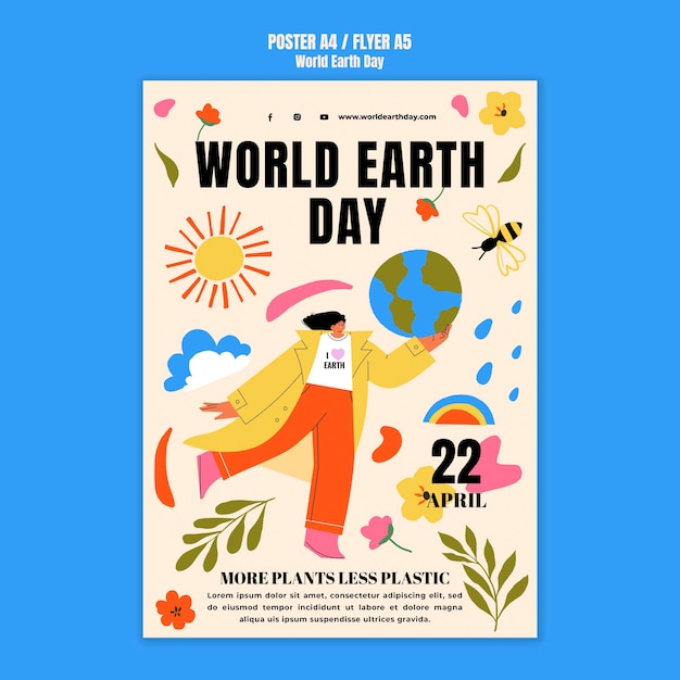 Modello di volantino per la celebrazione della giornata mondiale della terra