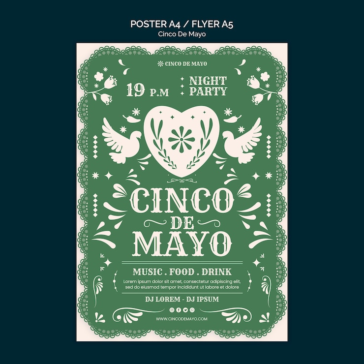 PSD gratuito modello di volantino per la celebrazione di cinco de mayo