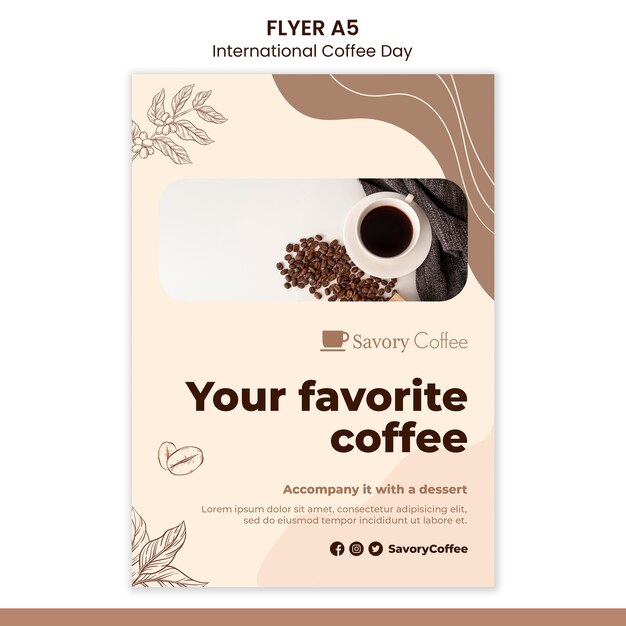 Modello di volantino per la giornata internazionale del caffè