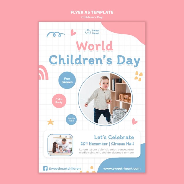 Modello di volantino per la giornata mondiale dei bambini