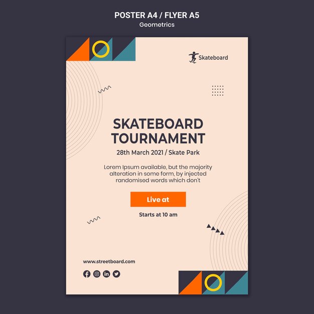 Modello di volantino per skateboard