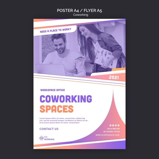 Modello di volantino per spazio di coworking