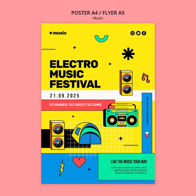 Modello di volantino per spettacoli musicali disegnati a mano