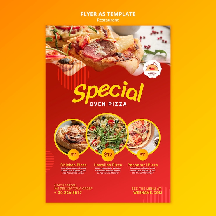 PSD gratuito modello di volantino pizzeria cibo delizioso
