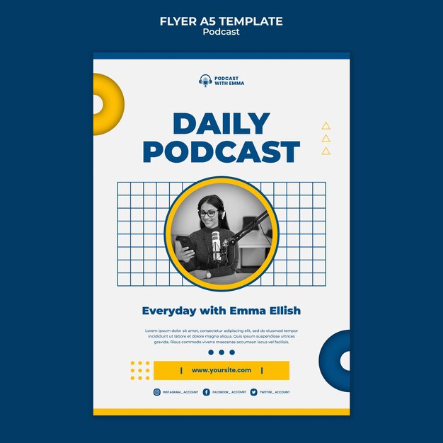 Modello di volantino podcast giornaliero
