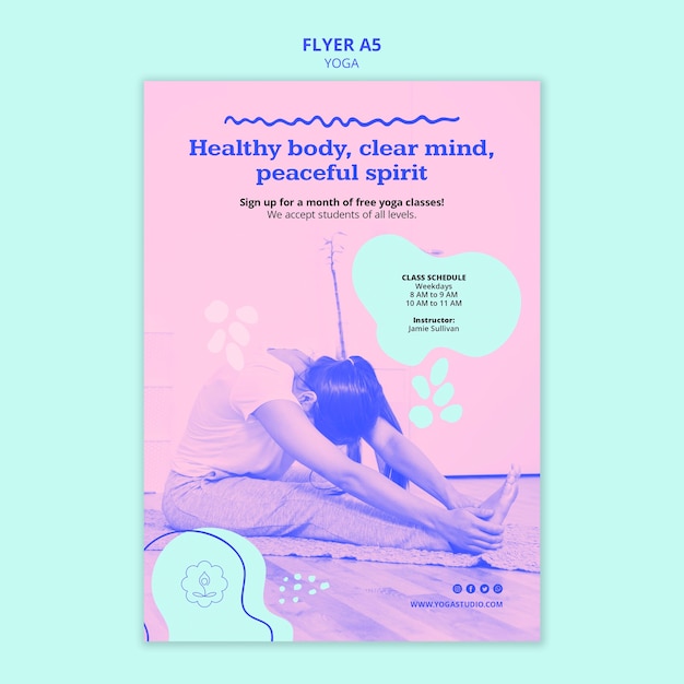 Modello di volantino pubblicitario di yoga