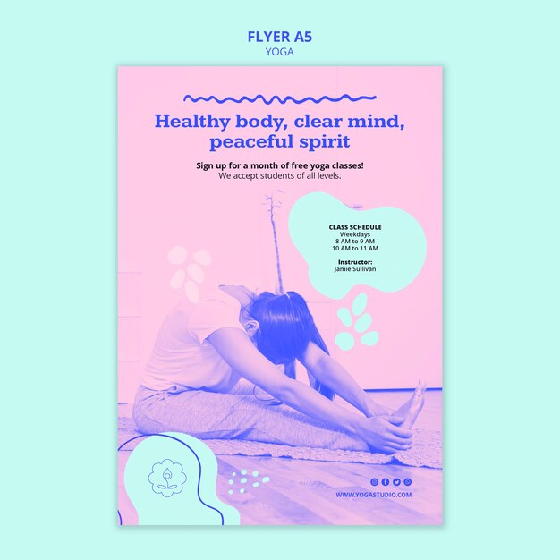Modello di volantino pubblicitario di yoga