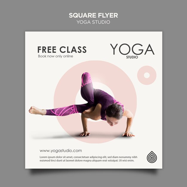 Modello di volantino quadrato di studio yoga