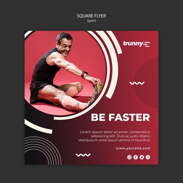 Modello di volantino quadrato per il fitness