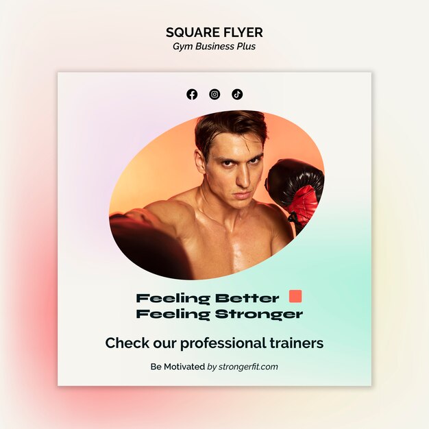 Modello di volantino quadrato per palestra e fitness sfumato pastello