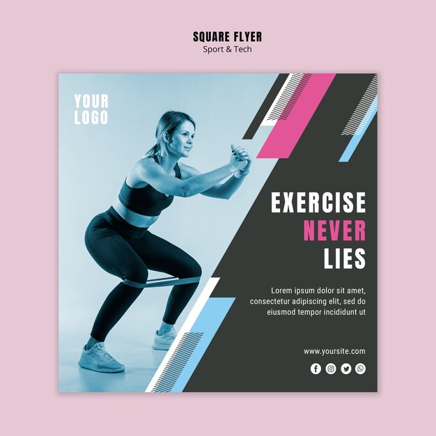 Modello di volantino quadrato per sport e fitness