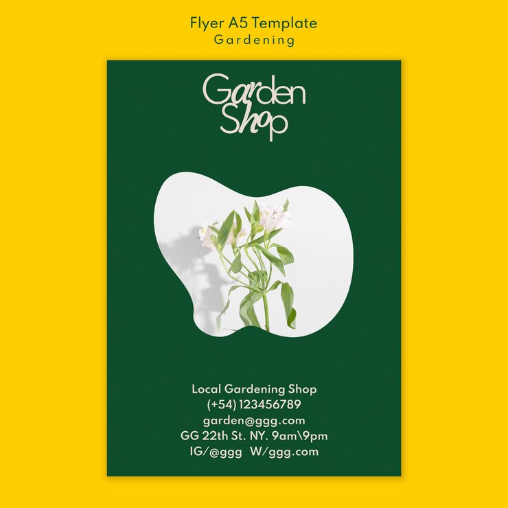 PSD gratuito modello di volantino verticale negozio di giardinaggio con fiori