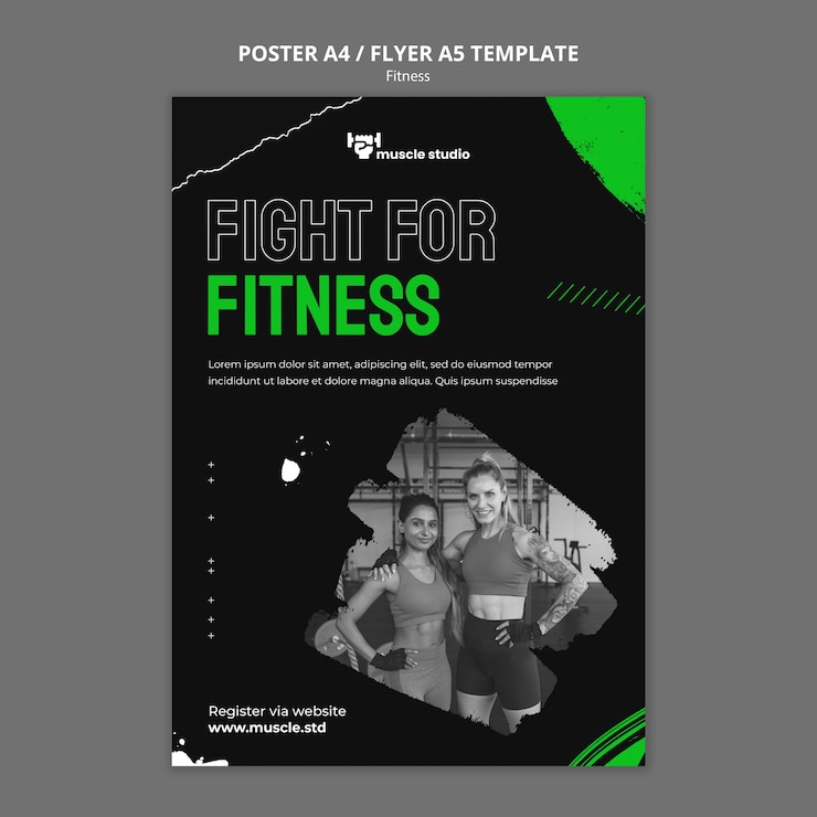 PSD gratuito modello di volantino verticale per fitness e salute
