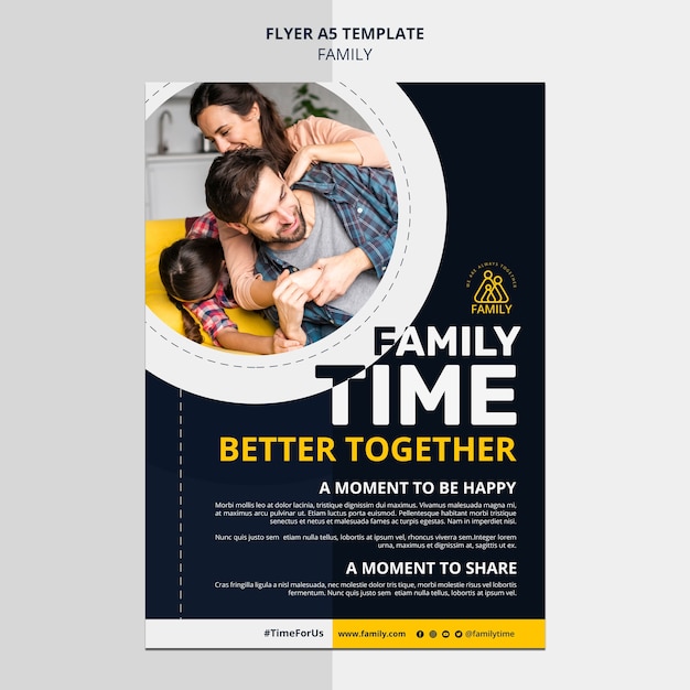 Modello di volantino verticale per il tempo della famiglia