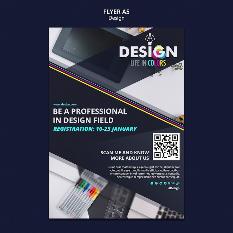 PSD gratuito modello di volantino verticale per professione di graphic design