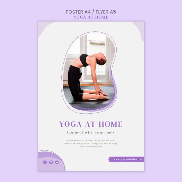 Modello di volantino yoga a casa