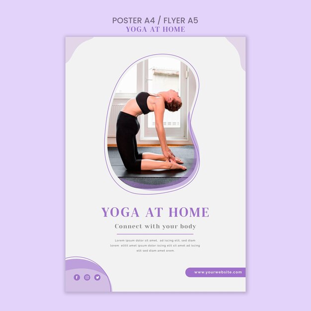 Modello di volantino yoga a casa