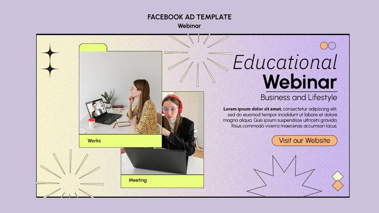 PSD gratuito modello di webinar sfumato