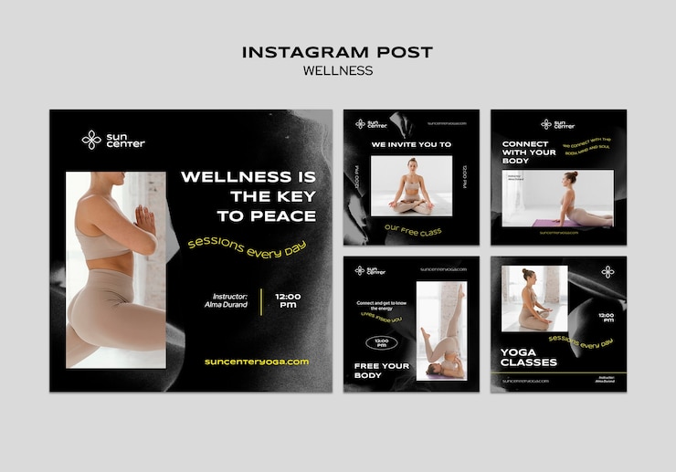 PSD gratuito modello di yoga benessere design piatto