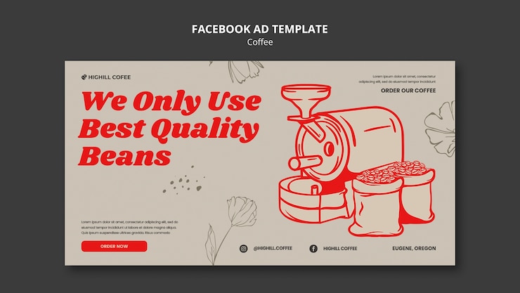 PSD gratuito modello facebook caffè disegnato a mano