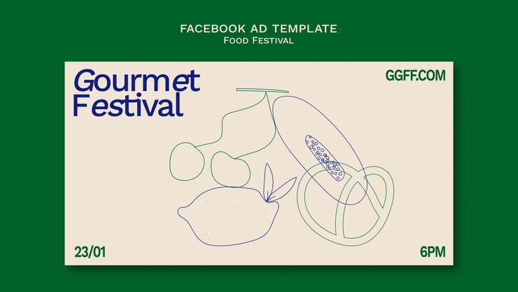 PSD gratuito modello facebook del festival del cibo delizioso