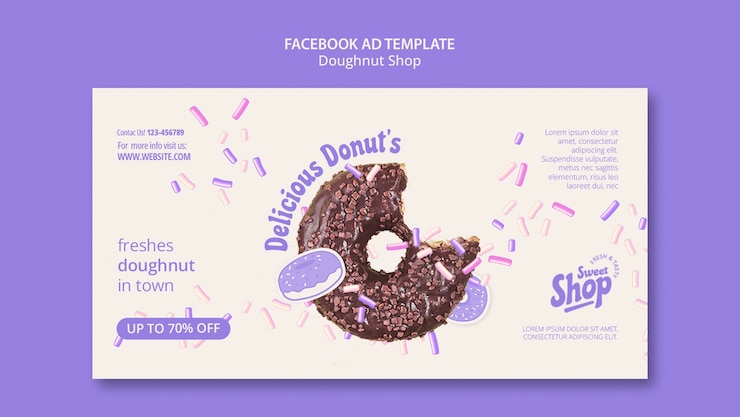 PSD gratuito modello facebook del negozio di ciambelle