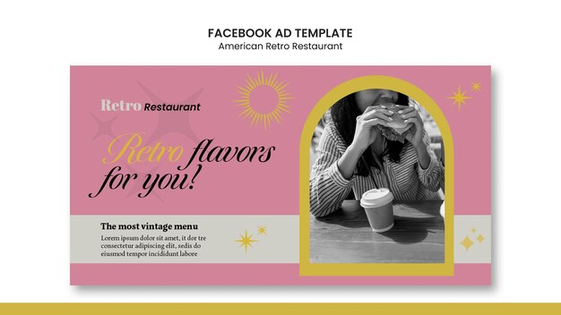 Modello facebook del ristorante retrò americano