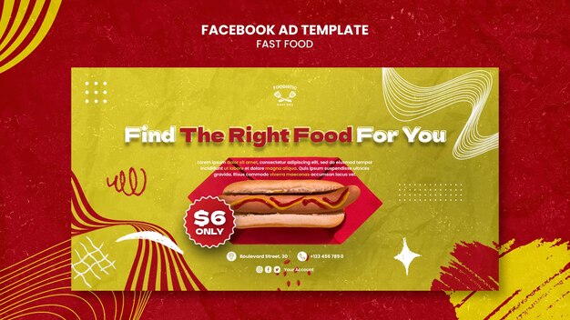 Modello facebook delizioso fast food