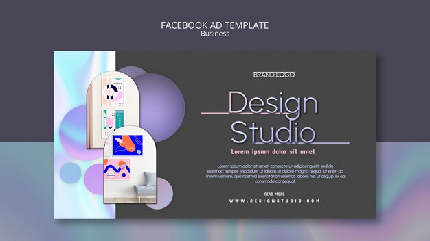 Modello facebook dello studio di design sfumato