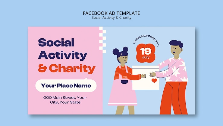 PSD gratuito modello facebook di attività sociale e beneficenza