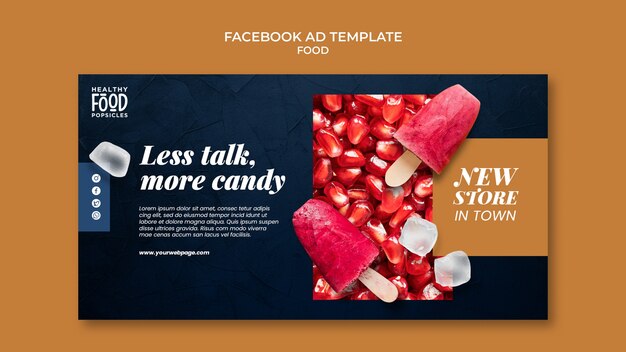 Modello facebook di deliziosi ghiaccioli realistici