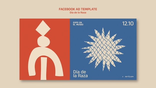 Modello facebook di día de la raza disegnato a mano