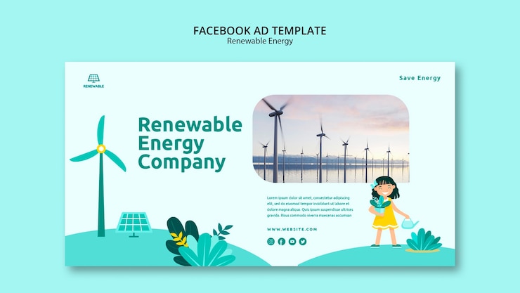 PSD gratuito modello facebook di energia rinnovabile