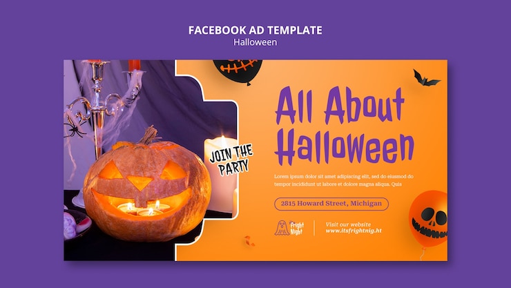 PSD gratuito modello facebook di halloween felice