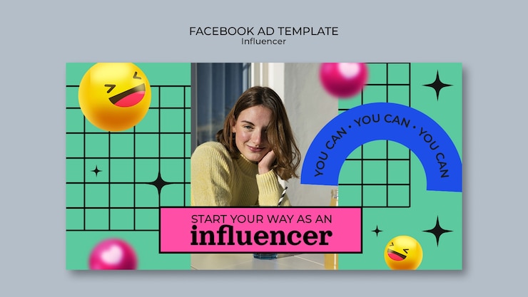 PSD gratuito modello facebook di influencer emoji realistico