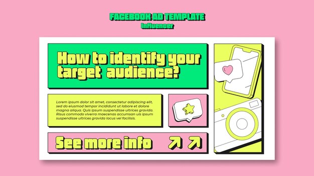 Modello facebook di lavoro di influencer in stile retrò