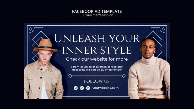 PSD gratuito modello facebook di moda maschile di lusso