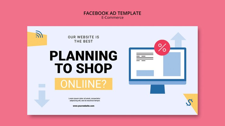 PSD gratuito modello facebook di progettazione piatta per l'e-commerce