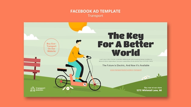 Modello facebook di trasporto ecologico disegnato a mano