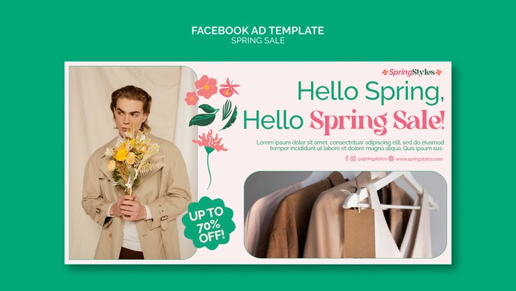 PSD gratuito modello facebook di vendita di primavera floreale