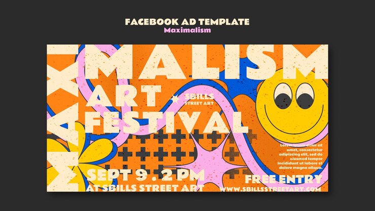 PSD gratuito modello facebook in stile massimalismo