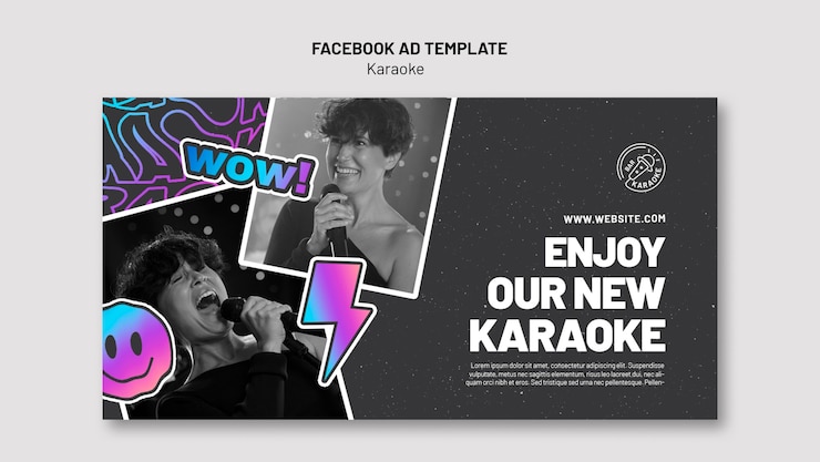 PSD gratuito modello facebook per feste karaoke sfumate