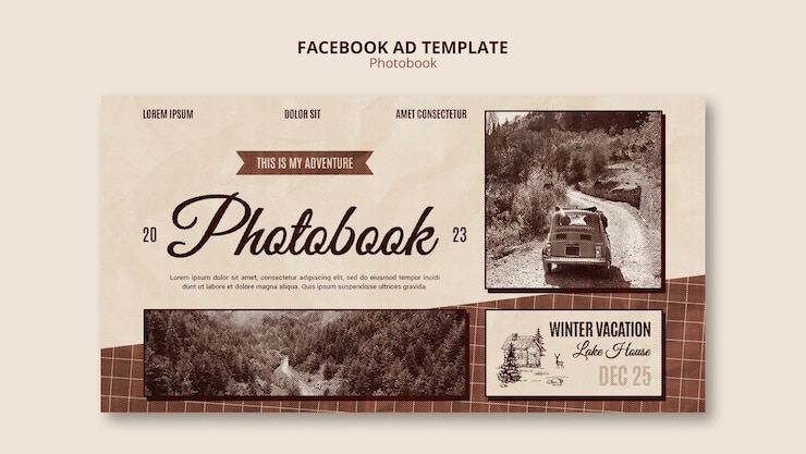 PSD gratuito modello facebook per fotolibro vintage