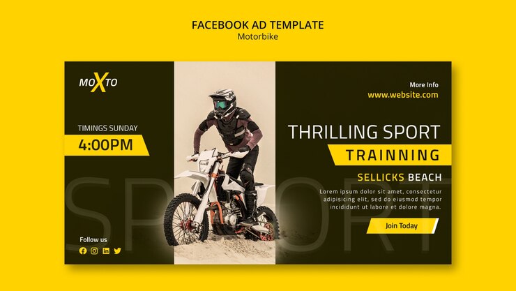 PSD gratuito modello facebook per gare di moto