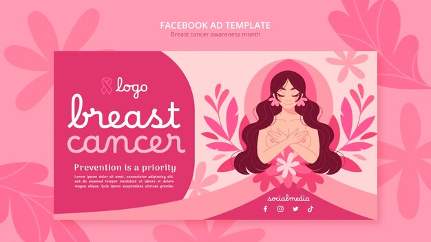 Modello Facebook per il mese della sensibilizzazione sul cancro al seno