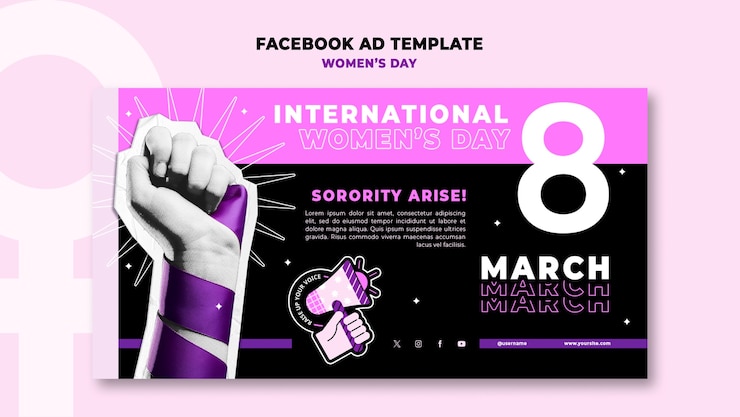 PSD gratuito modello facebook per la celebrazione della festa della donna