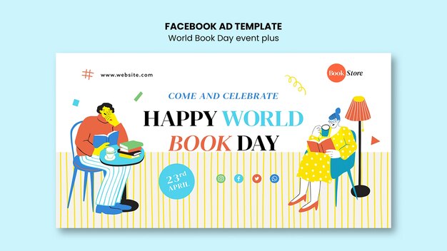 Modello facebook per la celebrazione della giornata mondiale del libro