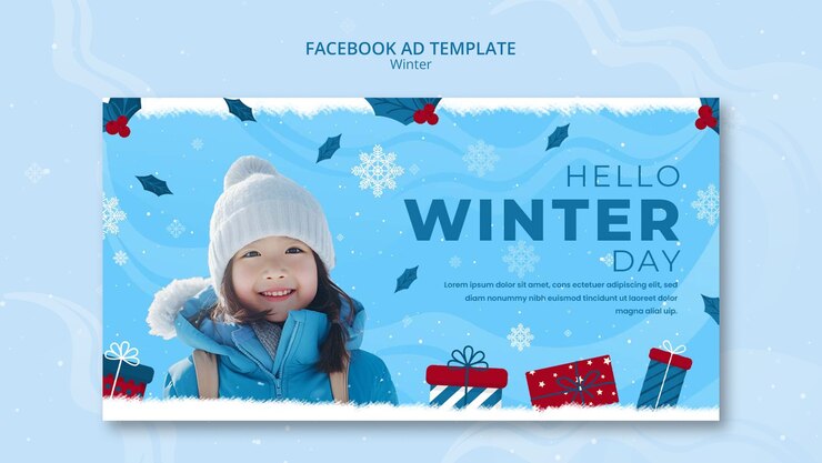 PSD gratuito modello facebook per la stagione invernale