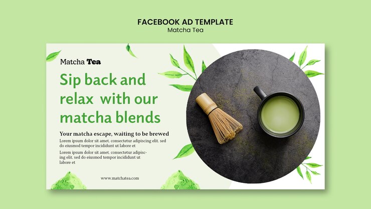 PSD gratuito modello facebook per tè matcha
