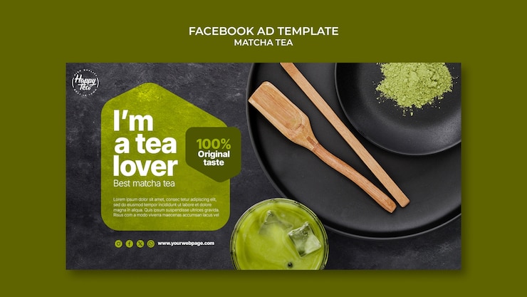 PSD gratuito modello facebook per tè matcha